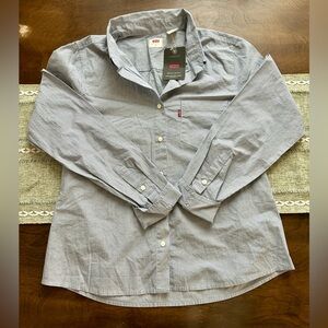 Levi's Men's Light Blue Micro-Stripe Button Shirt